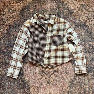 Altar’d State Plaid Patchwork Button Up Shirt